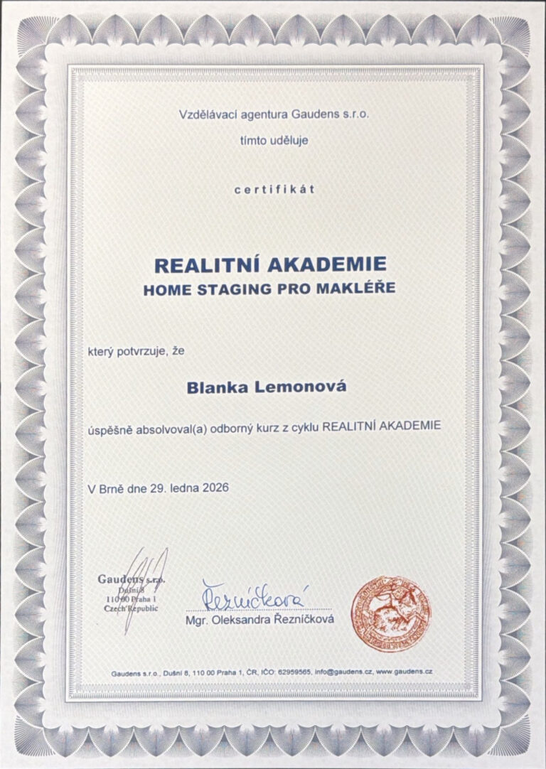 Certifikát Home Staging